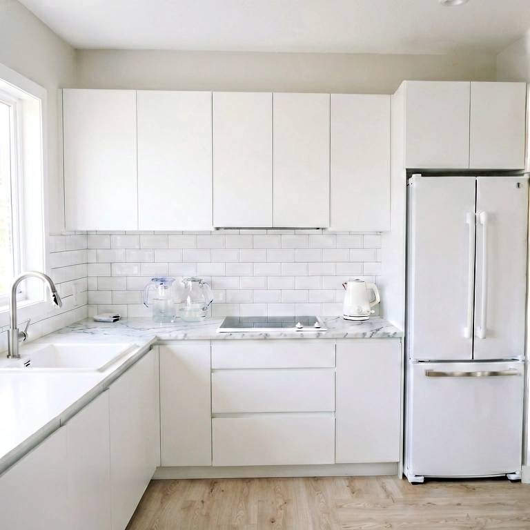 Bright kitchen - modern interior free stock photo