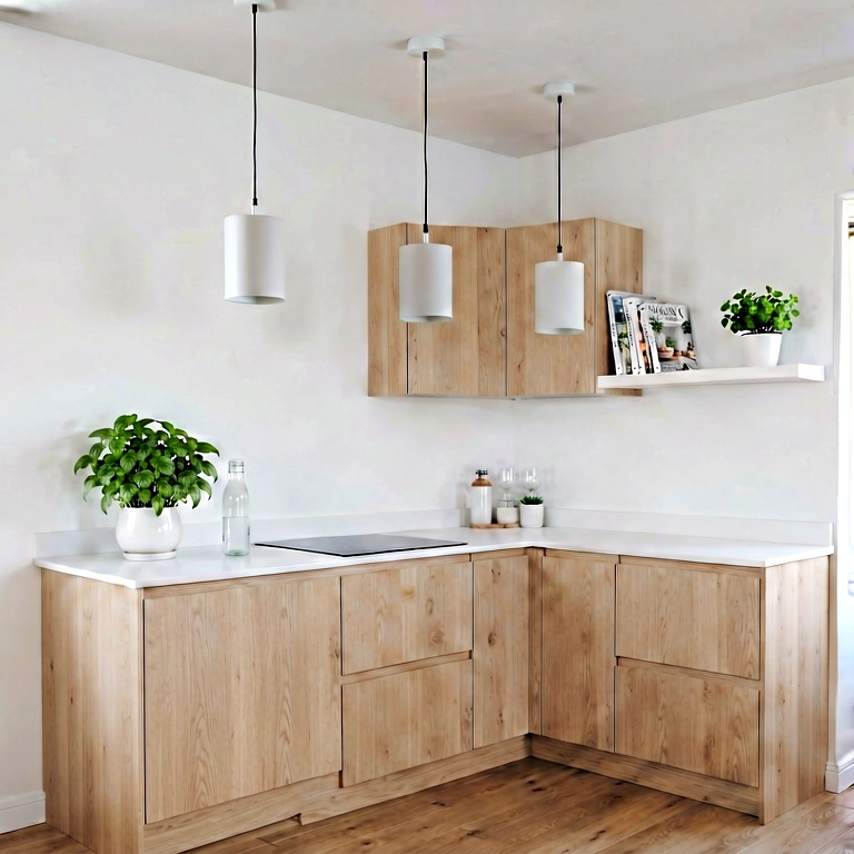 Warm kitchen - modern interior free stock photo