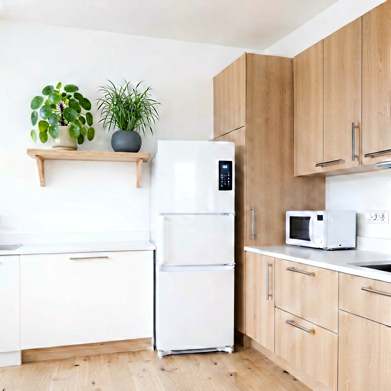 Bright kitchen - modern interior free stock photo