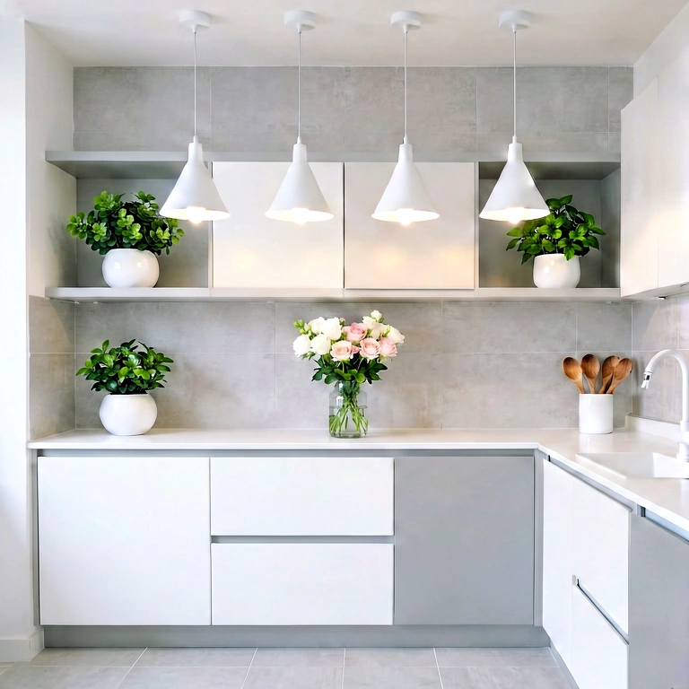 Neutral kitchen - modern interior free stock photo