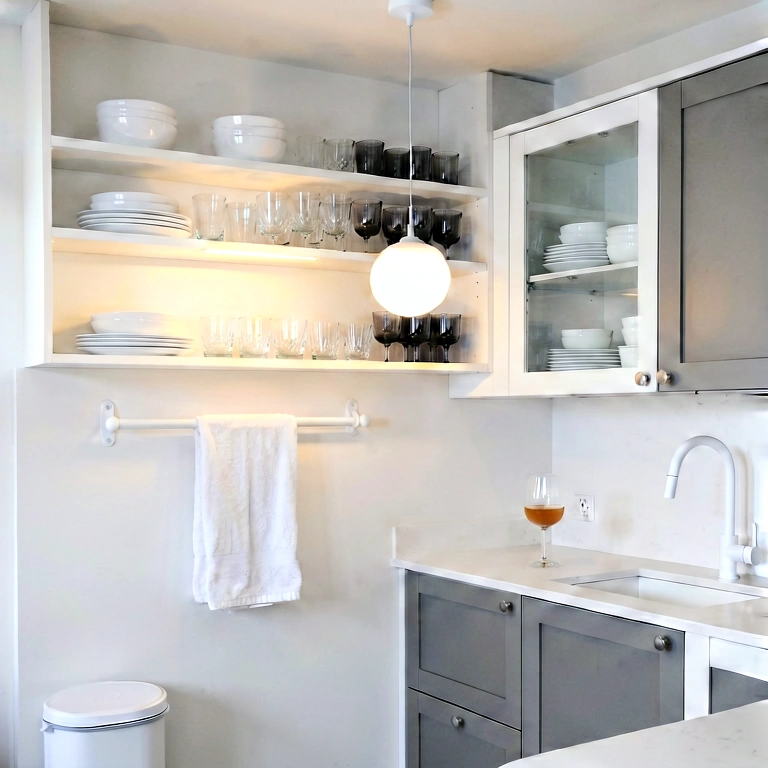 Bright kitchen - modern interior free stock photo