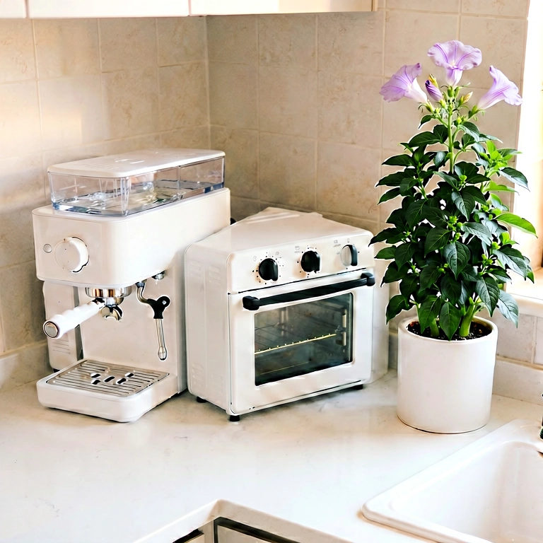 Warm kitchen - modern interior free stock photo