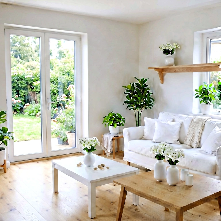 Bright living room - modern interior free stock photo