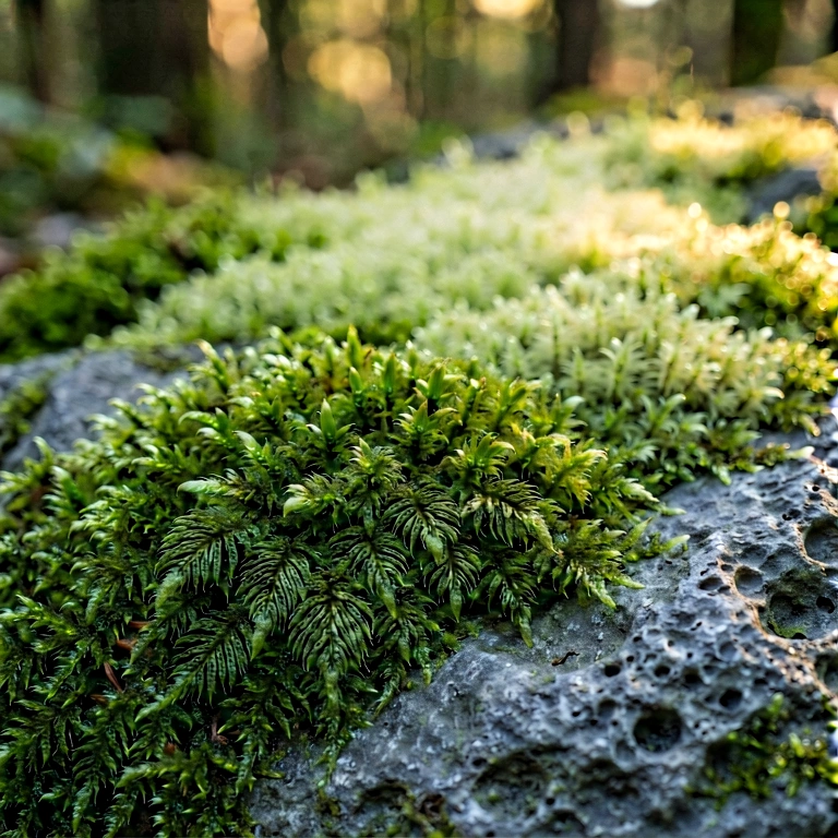 Warm moss & lichen - nature macro free stock photo
