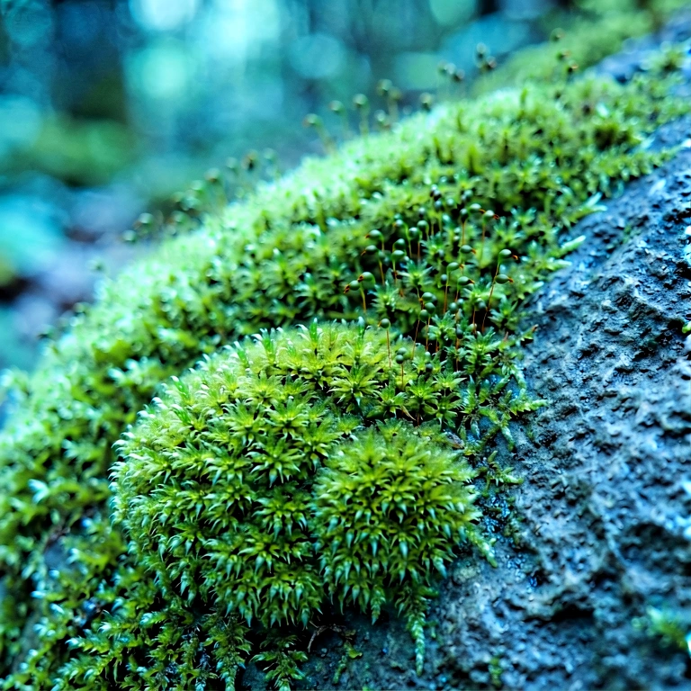 Cool moss & lichen - nature macro free stock photo