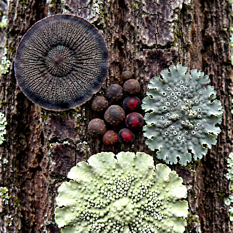 Bright moss & lichen - nature macro free stock photo