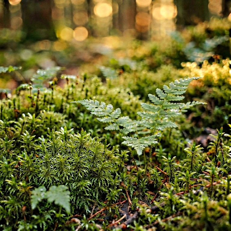 Warm moss & lichen - nature macro free stock photo