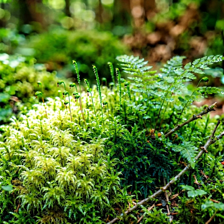 Bright moss & lichen - nature macro free stock photo