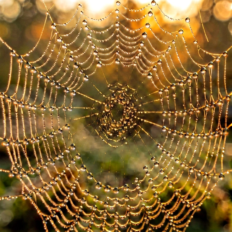 Warm spider web & insects - nature macro free stock photo